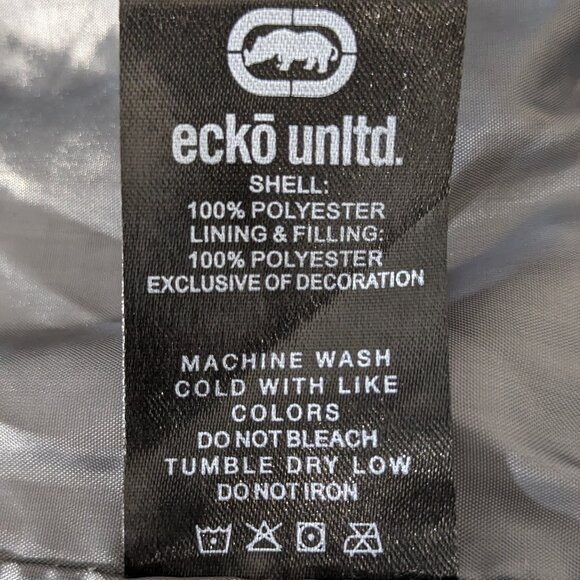 Mens Ecko Unltd Camo Quilted Zip-Up Hooded Jacket Size Small Gray - Picture 9 of 9